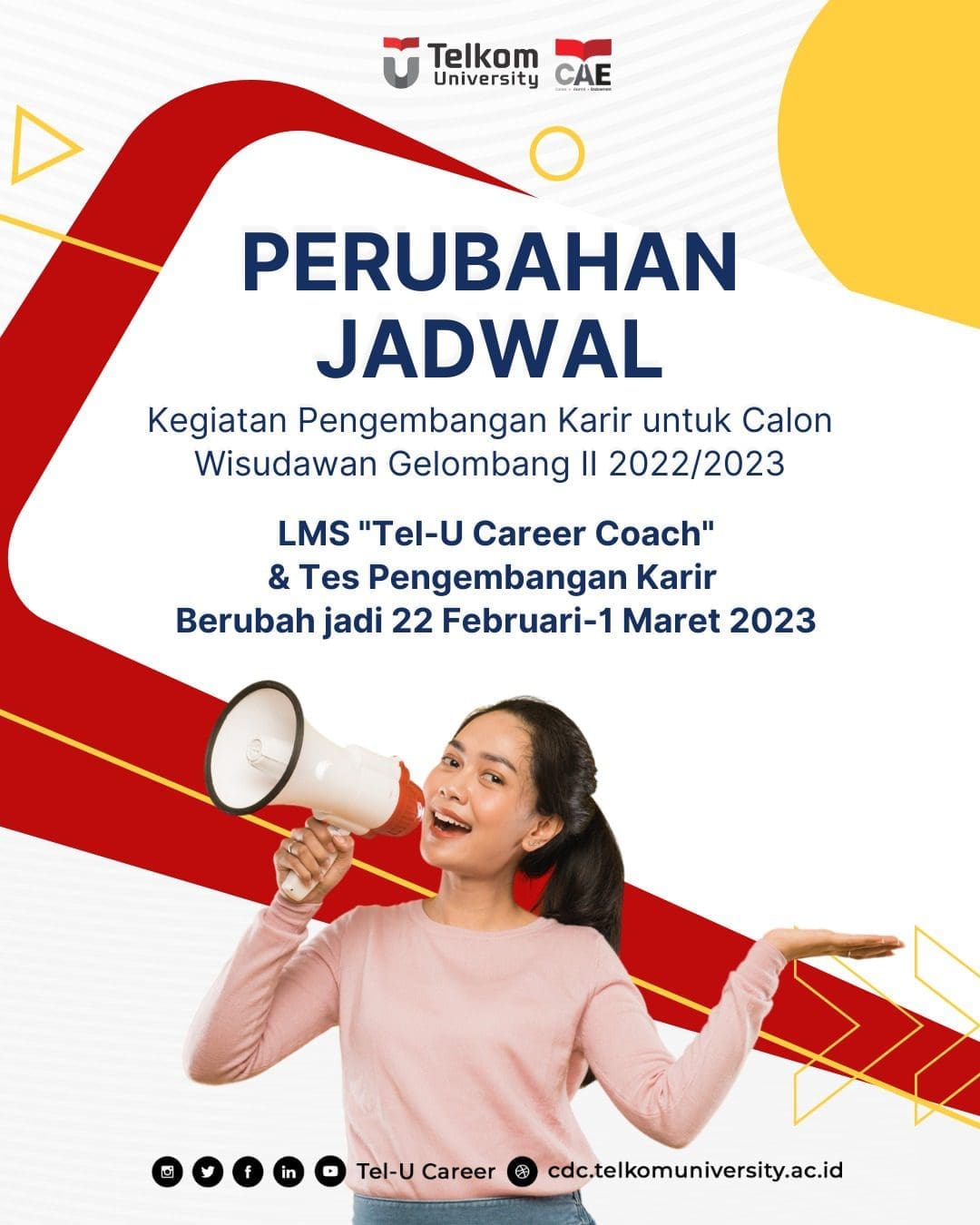 perubahan jadwal kegiatan pengembangan karir untuk calon wisudawan gelombang ii 20222023