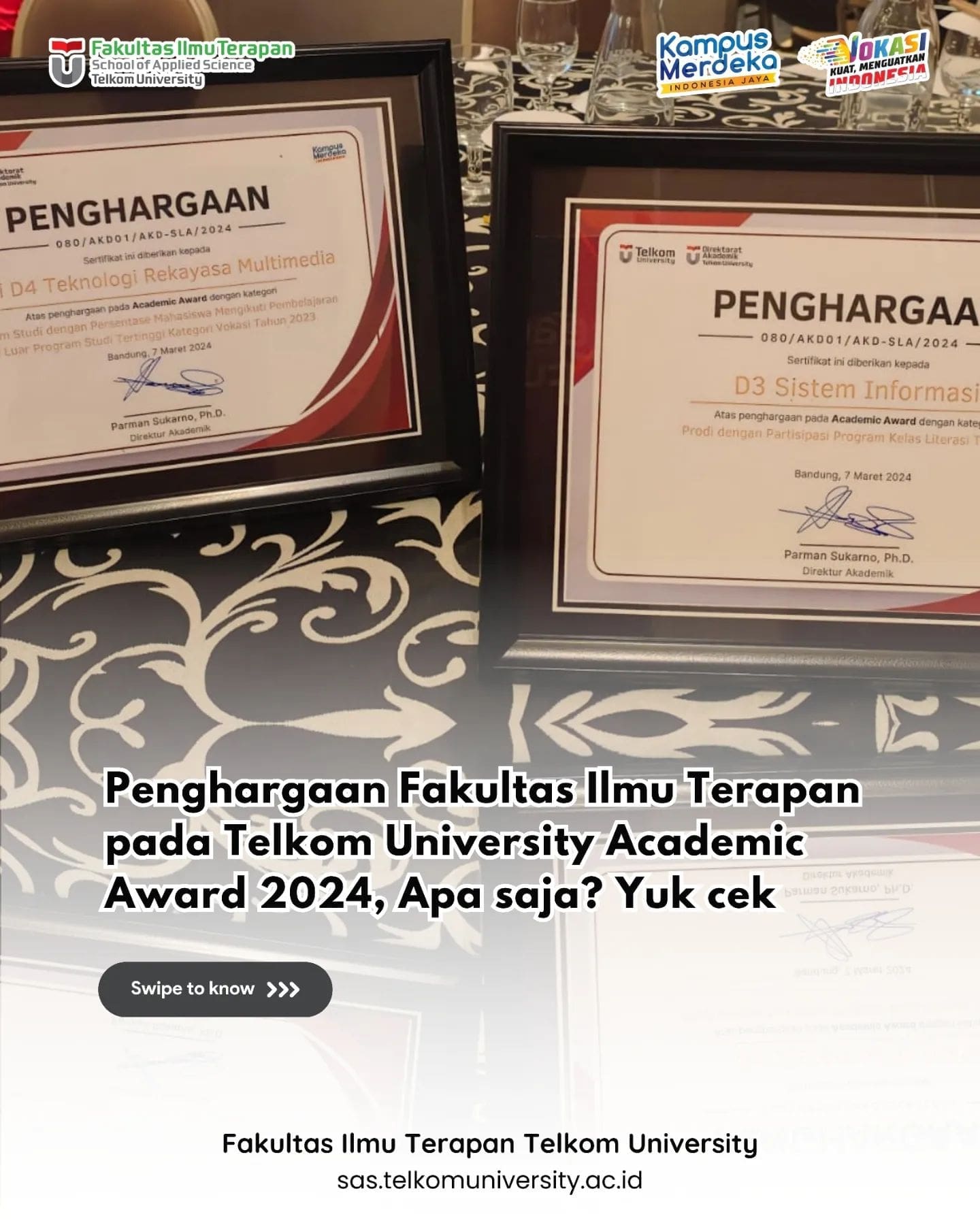 Penghargaan Fakultas Ilmu Terapan pada Telkom University Academic Award 2024,