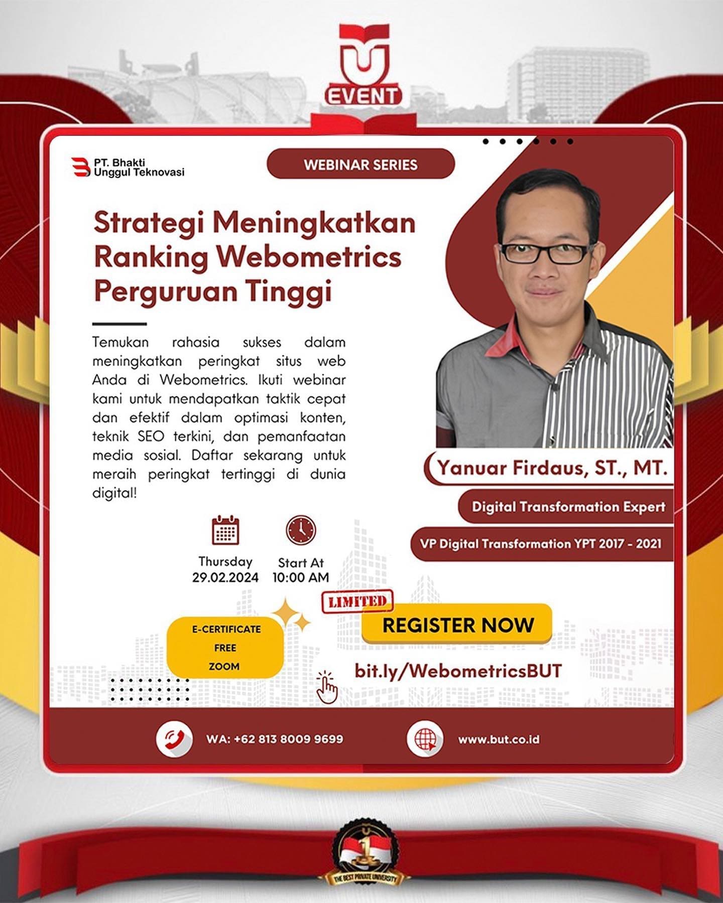 *WEBINAR WEBOMETRICS “Strategi Meningkatkan Ranking Webometrics Perguruan Tinggi