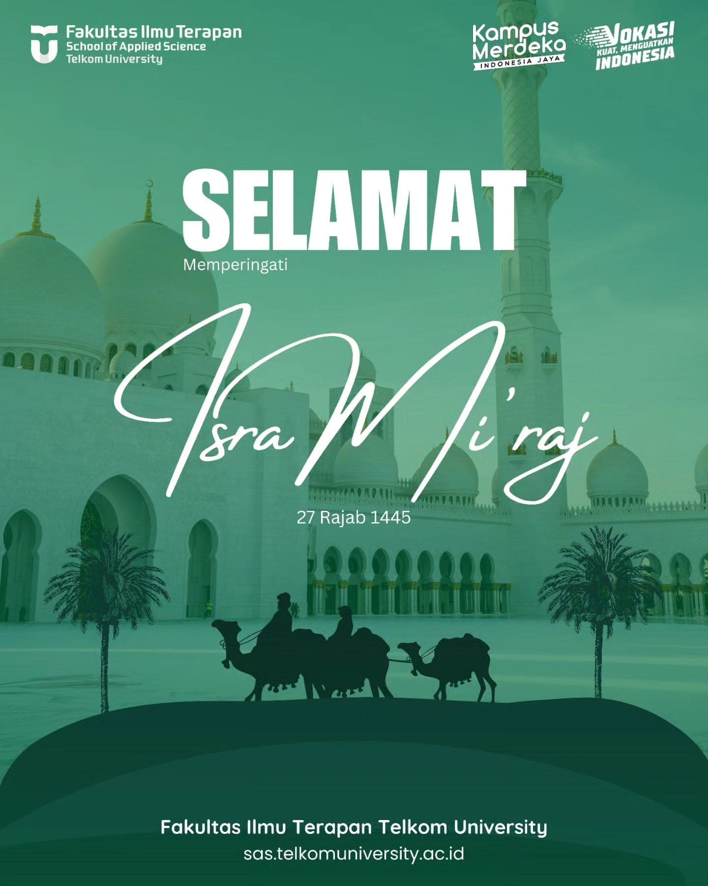 1718379147 Fakultas Ilmu Terapan Telkom University mengucapkan Selamat merayakan Isra Miraj