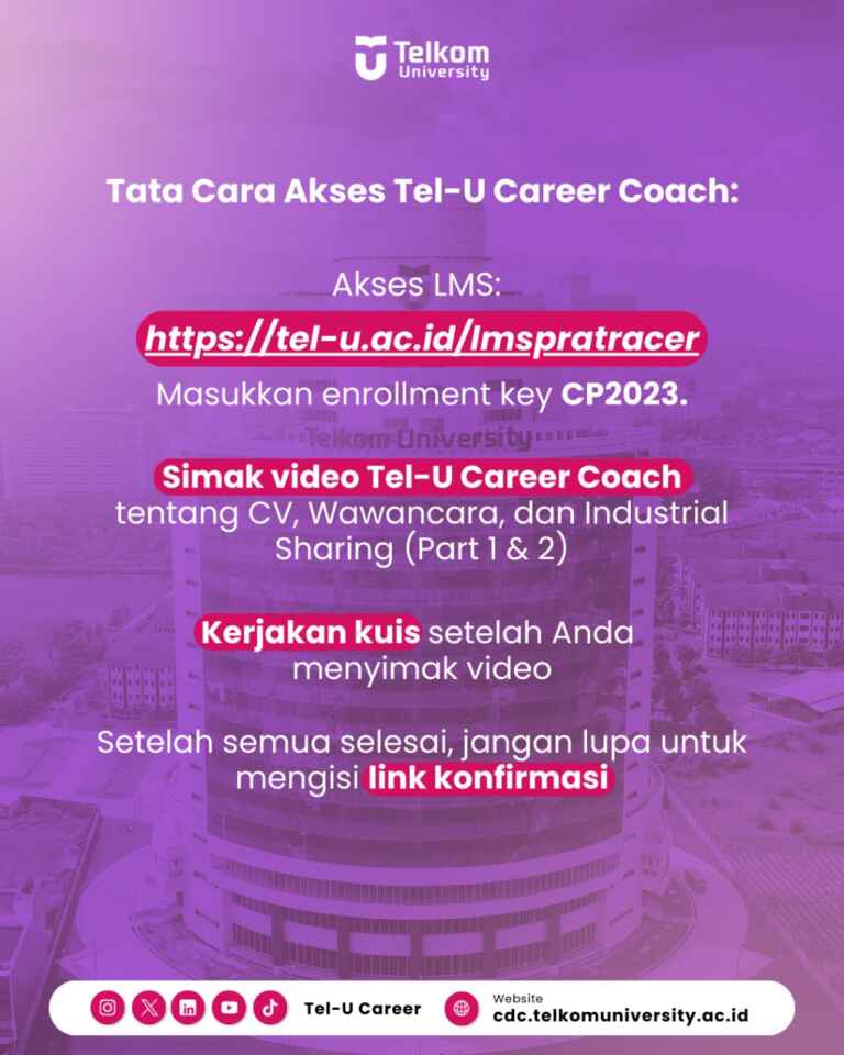 Pra Tracer Study untuk calon wisudawan Telkom University periode pengisian 8 24 Juli 2024 2