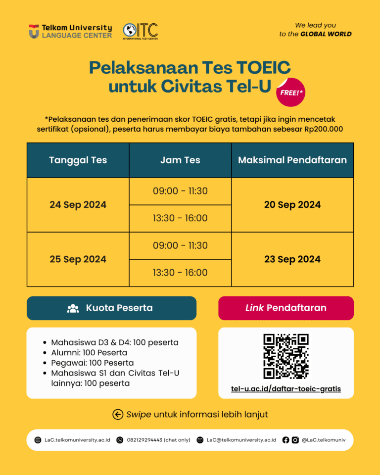 Tes TOEIC untuk Civitas Tel U 1