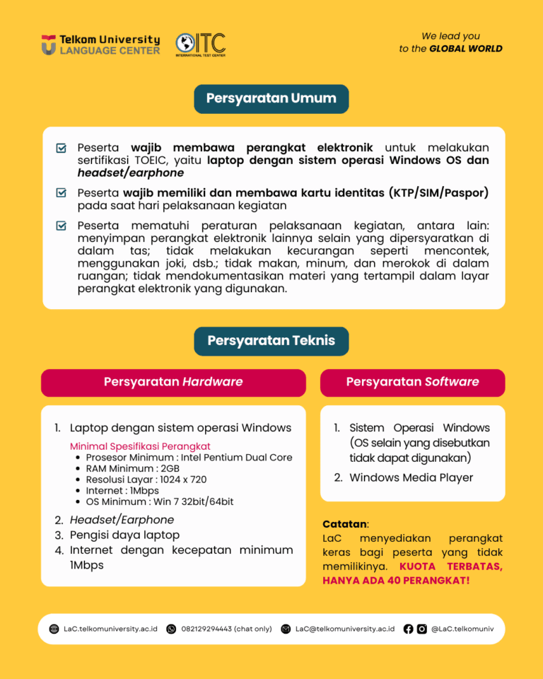 Tes TOEIC untuk Civitas Tel U 2 1