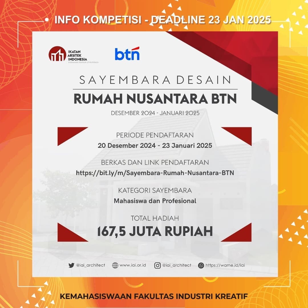 1737093049 INFO KOMPETISI Deadline 23 Januari 2025 More