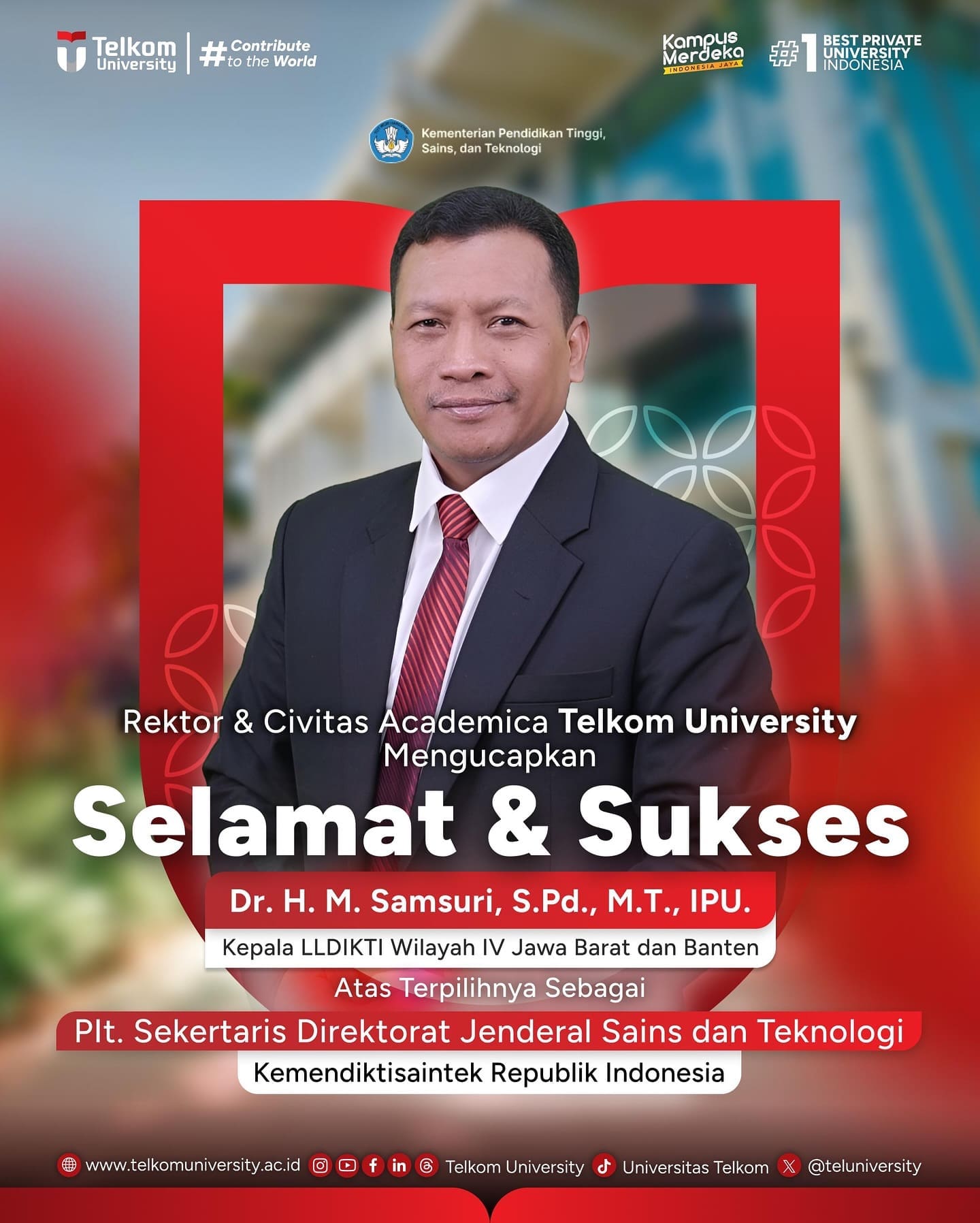 1737548168 Civitas Academica Telkom University mengucapkan Selamat dan Sukses kepada Dr