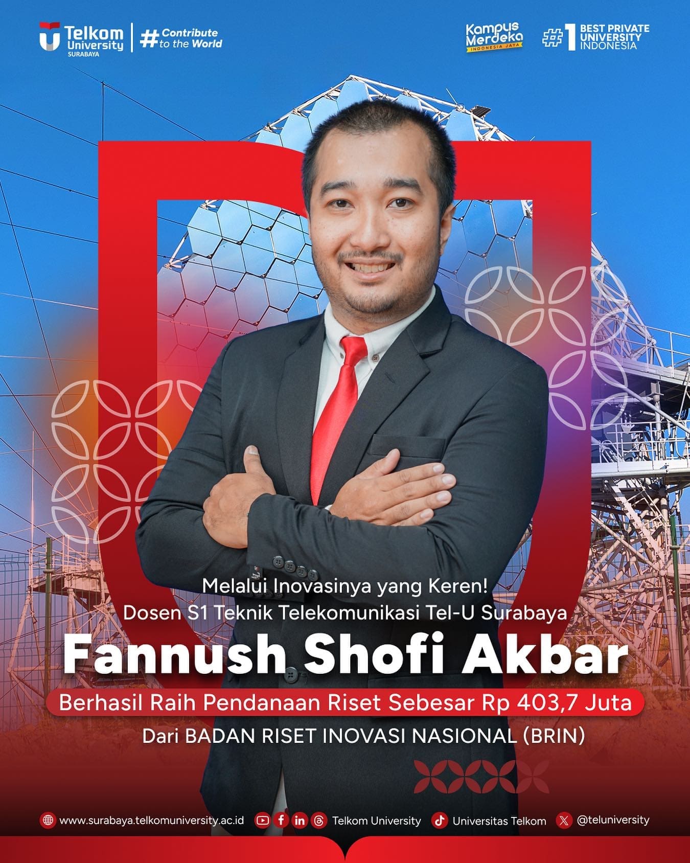 1739965948 Dengan risetnya yang berjudul Pengembangan Antena Phased Array dengan Subarray