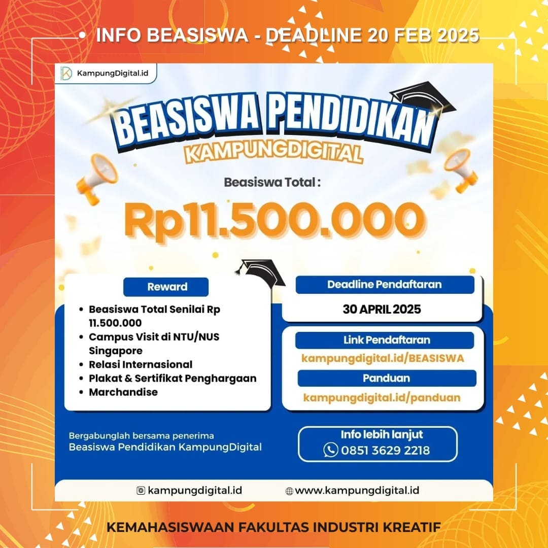 1740231910 INFO BEASISWA Deadline 30 April 2025 More