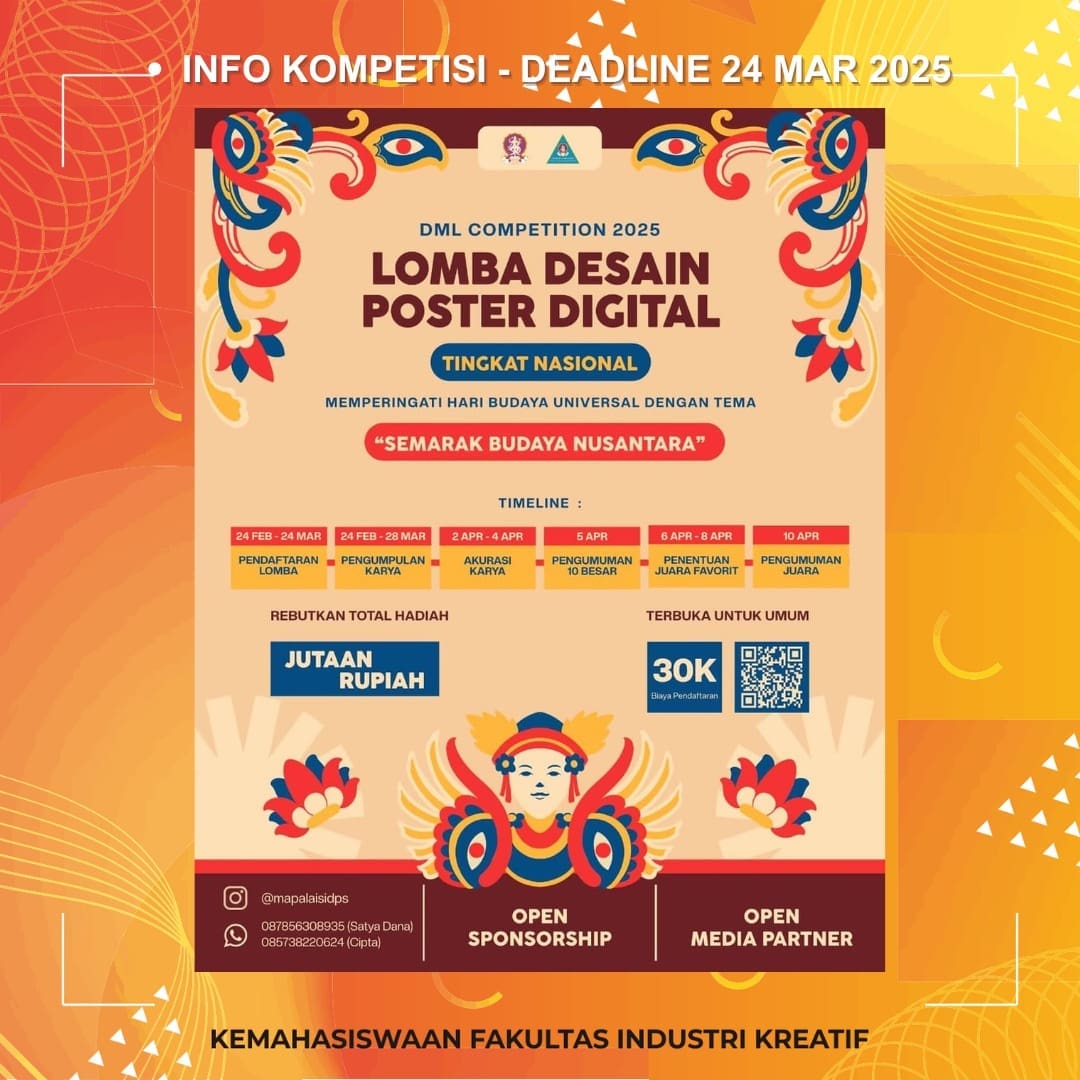 1741941837 INFO KOMPETISI Deadline 24 Maret 2025 More
