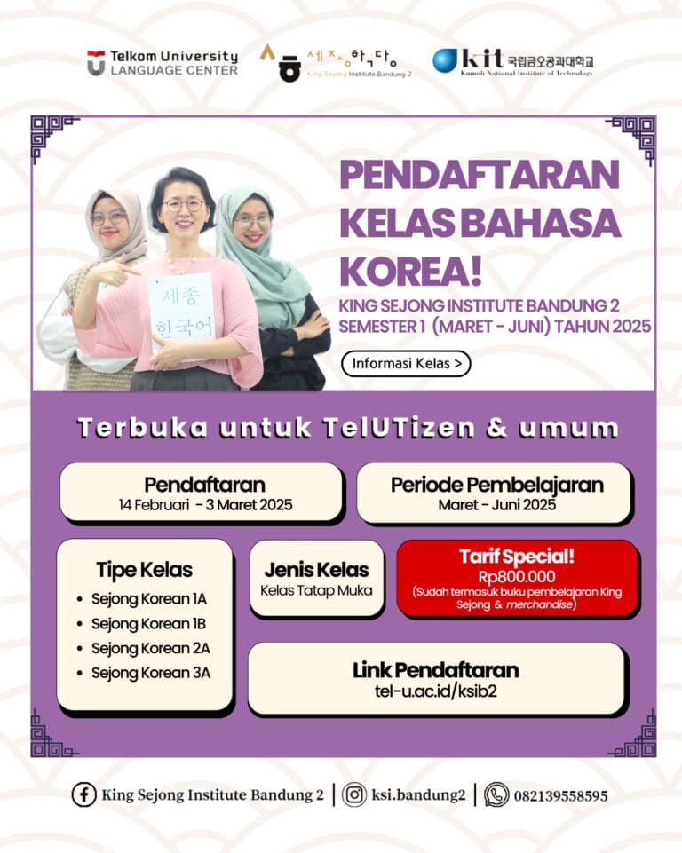 Pendaftaran Kelas Bahasa Korea KSI Bandung 2 Telah Dibuka